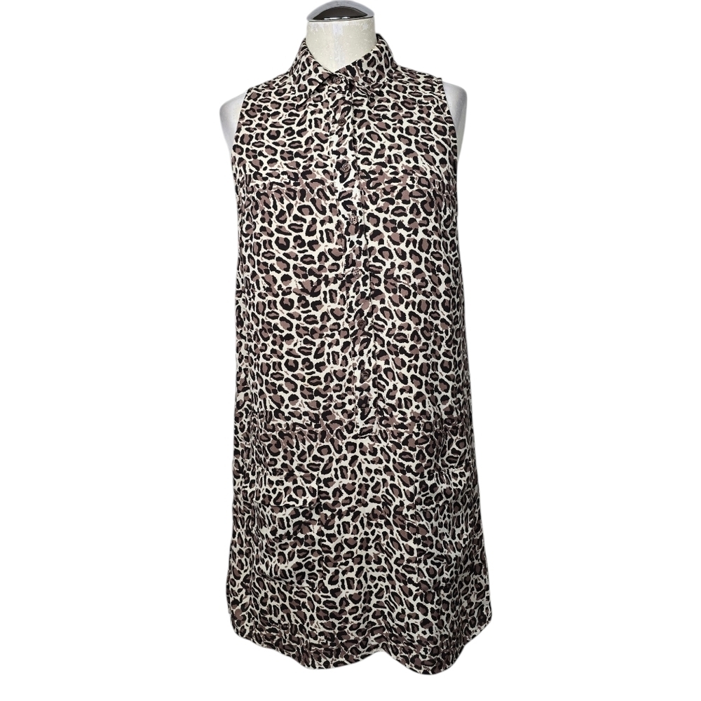 Artisan NY Animal Print Half Button Down Sleeveless Dress 2